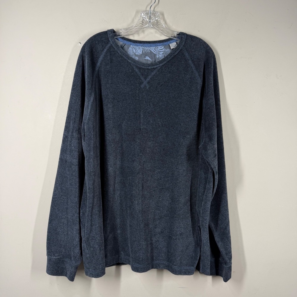 Tommy Bahama Mens Stonecrest Pullover Blue Heather Ribbed Crewneck XXL ST225380